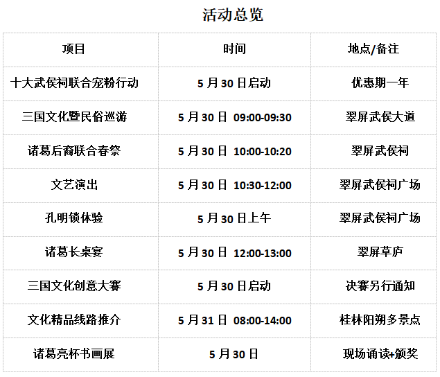 遇见武侯&middot;智汇阳朔&nbsp;| 第十四届阳朔诸葛亮文化旅游节5月30日启幕