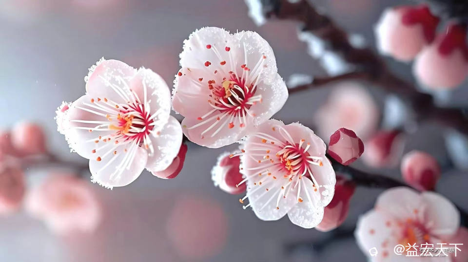 红梅迎春 暮冬绽癯仙，晓春倍生妍。 茂苑飞冷蕊，瑶华漫英寒。 万枝花并笑，一树芳竞艳。 妖姿千秋色，风光 ...