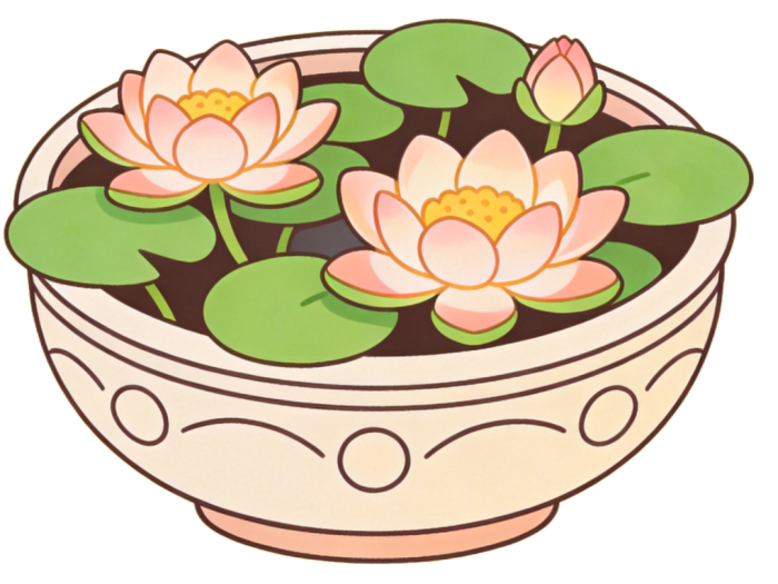 jimeng-2026-07-15-7896-生成图片：莲花缸 背景纯色底，9_16 扁平卡通.png