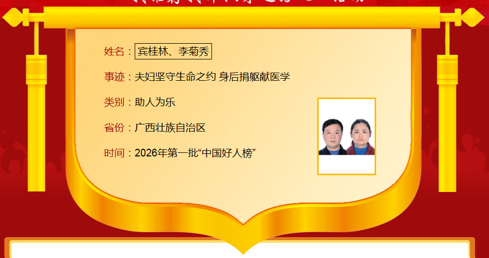 【强国复兴有我 网上展示】今年第一批中国好人榜发布，广西6人入选