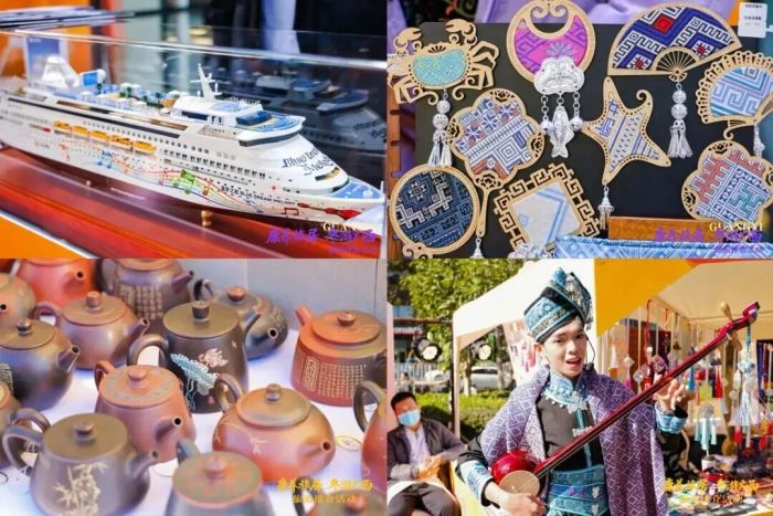 “康养旅居 冬游广西”旅游推介活动中的主题展位，展出了非遗手作、精美文创、美食特产等八桂好物。自治区文化和旅游厅供图.jpeg