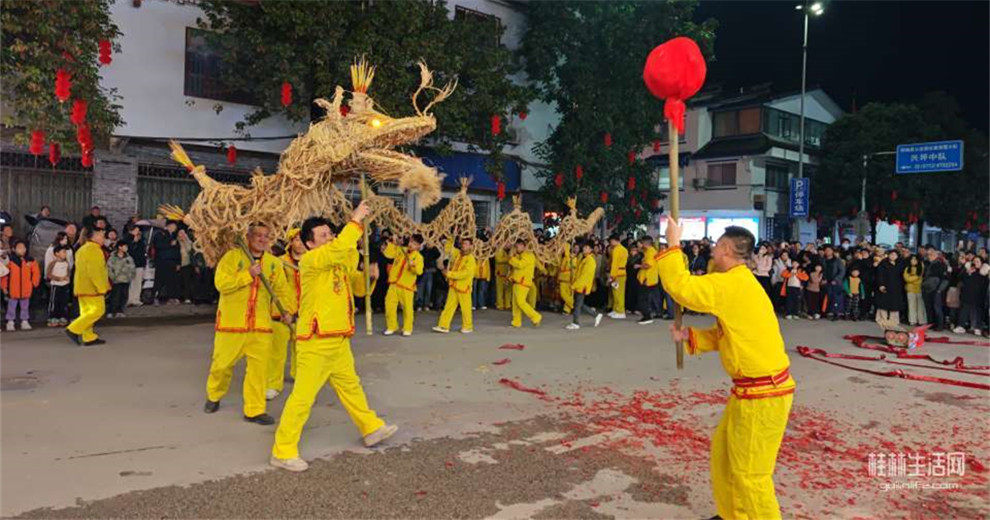 陽(yáng)朔草龍騰躍鬧元宵，瑞氣福祿臨萬(wàn)家
