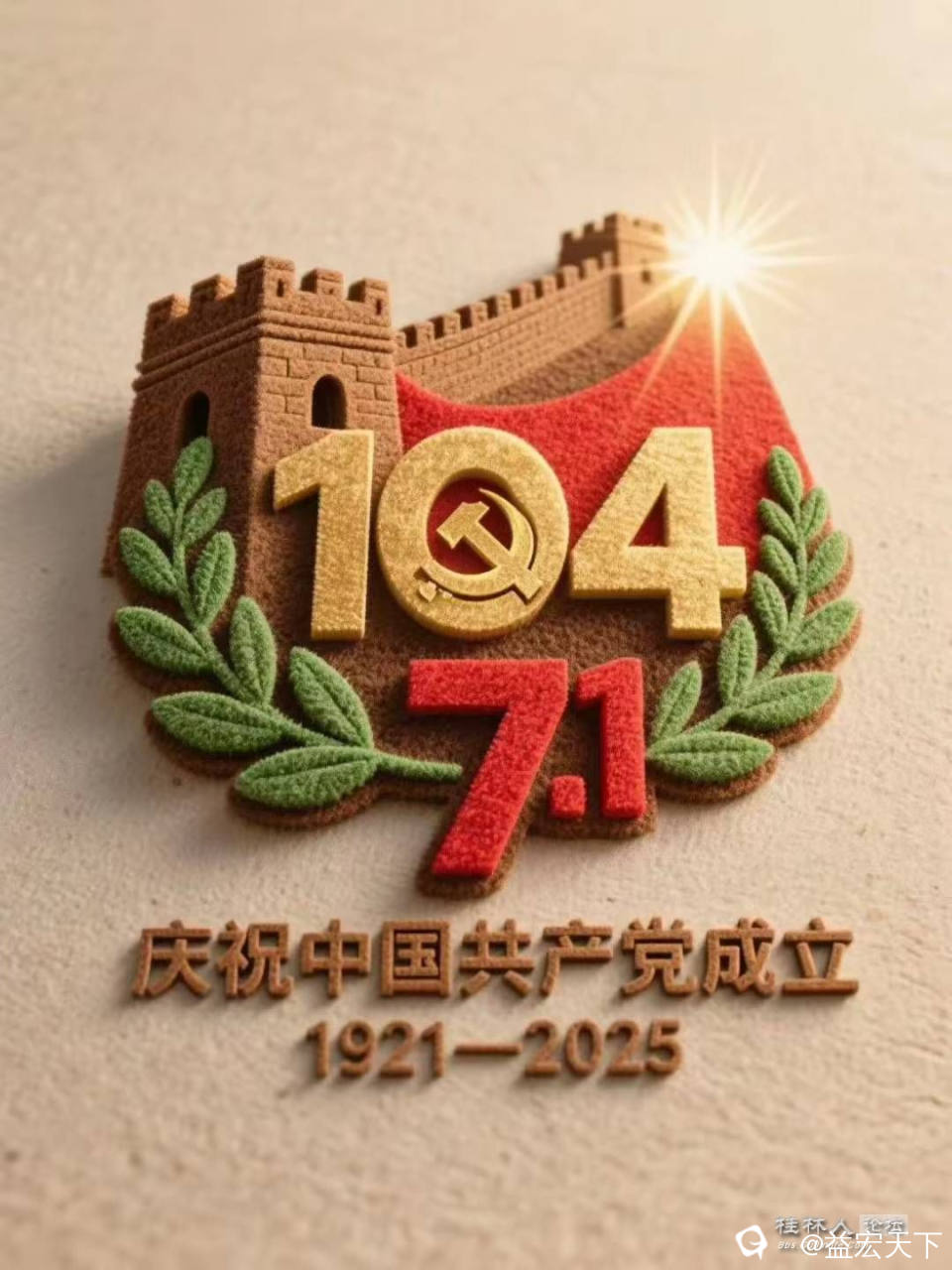 七月，庆祝中国共产党成立104周年 红船破雾行，百四载峥嵘。 星火燎原势，锤镰聚杰英。 小康千村富，大道万 ...